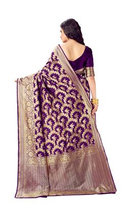 Wine woven banarasi silk saree with blouse 3
