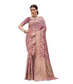 Ashika Purple Spun Cotton With Zari and Meena Work Saree
