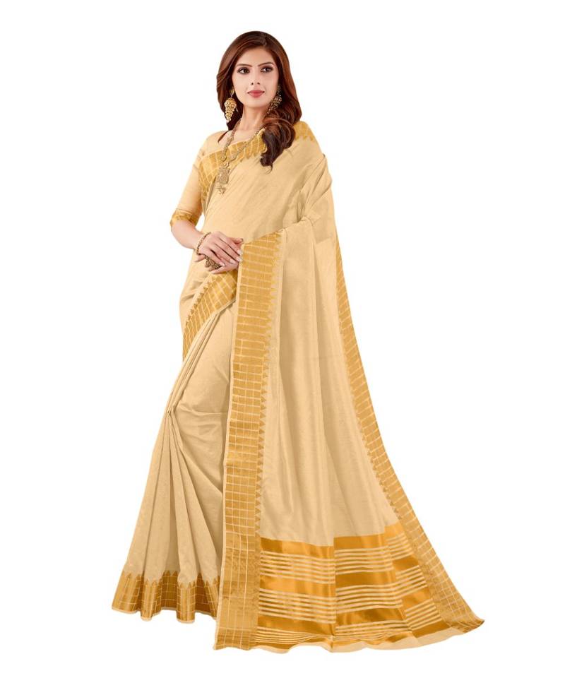 Ashika Fancy Cotton Silk With Zari Border Saree
