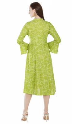 Green printed viscose rayon long-dresses 2