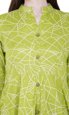 Green printed viscose rayon long-dresses 5