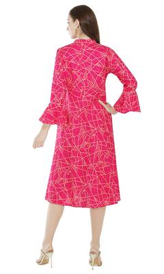 Pink printed viscose rayon long-dresses 2