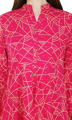 Pink printed viscose rayon long-dresses 5