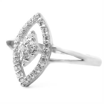 Mesmeric White CZ Silver Finger Ring-FRL001 2