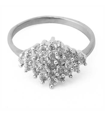 Classy White Zircon Silver Ring-FRL021 2