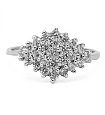 Classy White Zircon Silver Ring-FRL021 3