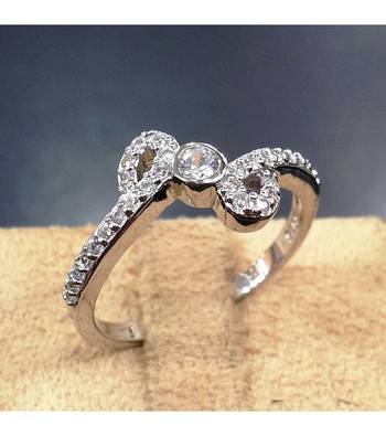 Comely American Diamond Studded Silver Ring-FRL029 2