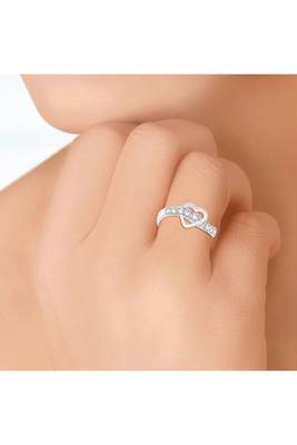 Spectacular Heart CZ Silver Finger Ring-FRL049 2