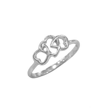 Triple Hearts Silver Finger Ring-FRL083 1