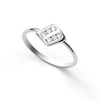 Pretty White Zircon Silver Finger Ring-FRL087 1
