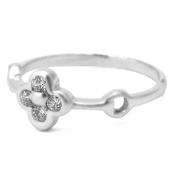 Lovely White Zircon Silver Finger Ring-FRL089 2
