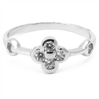 Lovely White Zircon Silver Finger Ring-FRL089 3