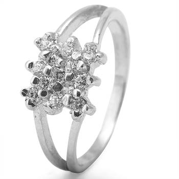 Graceful White Zircon Silver Finger Ring-FRL092 1