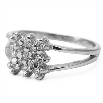 Graceful White Zircon Silver Finger Ring-FRL092 2