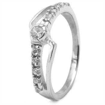 Classy White CZ Silver Finger Ring-FRL093 1