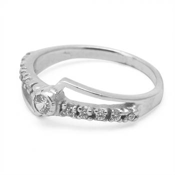 Classy White CZ Silver Finger Ring-FRL093 2