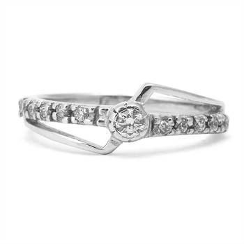 Classy White CZ Silver Finger Ring-FRL093 3