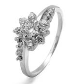 Stunning Flower CZ Silver Ring-FRL094
