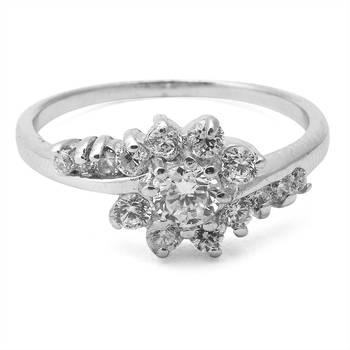 Stunning Flower CZ Silver Ring-FRL094 3