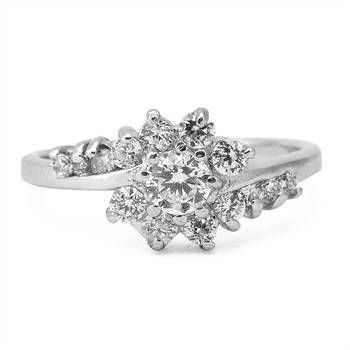 Stunning Flower CZ Silver Ring-FRL094 4