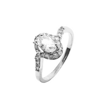 Oval Shape CZ Silver Finger Ring-FRL116 1