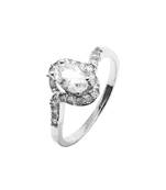 Oval Shape CZ Silver Finger Ring-FRL116