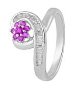 Captivating Heart & Flower Zircon Ring-FRL126