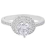 Majestic White Zircon Sterling Silver Finger Ring-FRL129