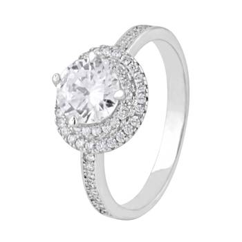 Majestic White Zircon Sterling Silver Finger Ring-FRL129 2