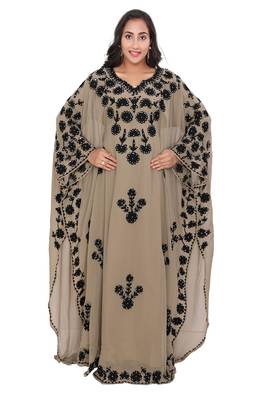 Moroccan Dubai Kaftan Evening Royal Show in Image Georgette dress  Aari Stone Work  1