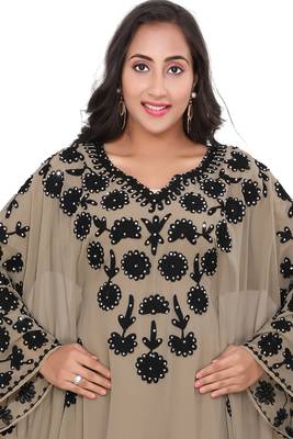Moroccan Dubai Kaftan Evening Royal Show in Image Georgette dress  Aari Stone Work  2