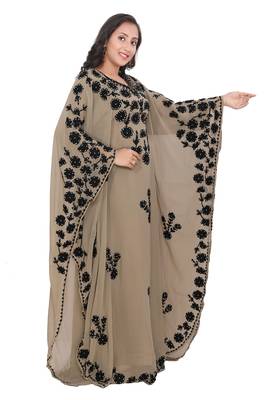 Moroccan Dubai Kaftan Evening Royal Show in Image Georgette dress  Aari Stone Work  3