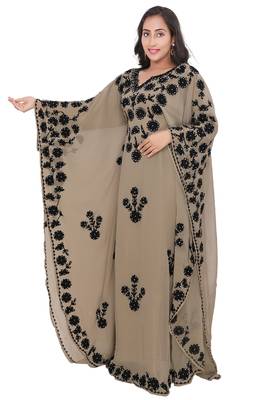Moroccan Dubai Kaftan Evening Royal Show in Image Georgette dress  Aari Stone Work  4