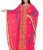 Moroccan Dubai Kaftan Evening Royal Rani Georgette Floor Length Aari Stone Work 