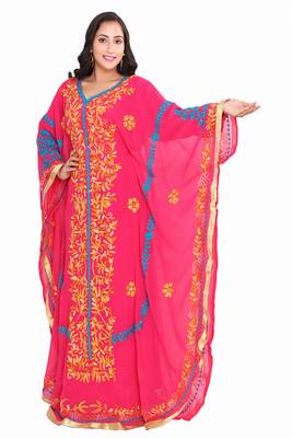 Moroccan Dubai Kaftan Evening Royal Rani Georgette Floor Length Aari Stone Work  4