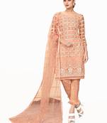 Peach embroidered net salwar