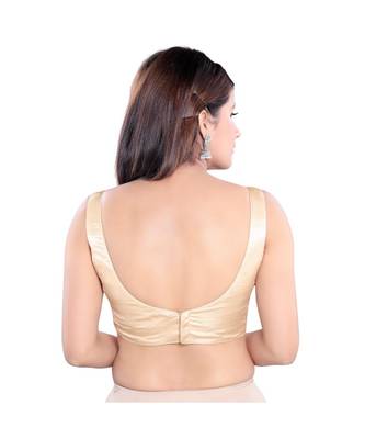 Silk Padded Sweatheart Neck Gold Blouse 2
