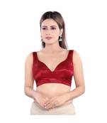 Silk Padded Sweatheart Neck Maroon Blouse