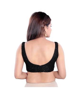 Net Padded Sweatheart Neck Black Blouse 2