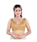Muhenera Net Padded Sweatheart Neck Gold Blouse