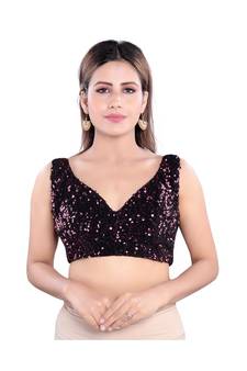 Velvet Padded Sweatheart Neck Wine Blouse