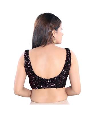 Velvet Padded Sweatheart Neck Wine Blouse 2