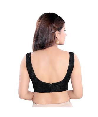 SHIMMER Padded V-Neck Black Blouse 2