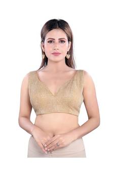 SHIMMER Padded V-Neck Gold Blouse