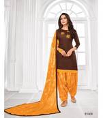 brown handwork soft silk unstitch straight cut patiayal salwar suits