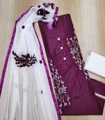 Purple embroidered pure cotton salwar