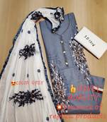 Grey embroidered pure cotton salwar