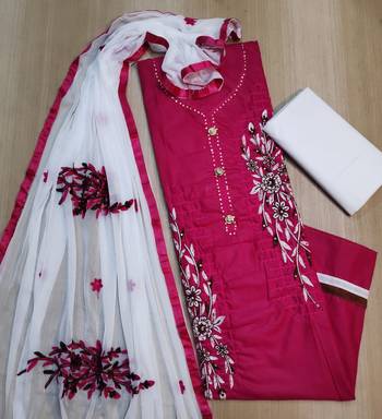 Red embroidered pure cotton salwar 1