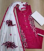 Red embroidered pure cotton salwar