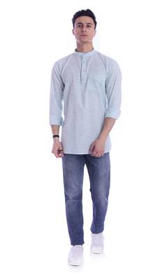 Blue plain cotton men-kurtas 1